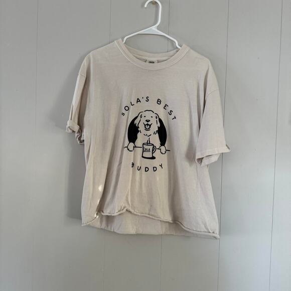 Coffee shop merch short sleeve beige Raleigh, NC unisex XL cropped - Picture 1 of 5
